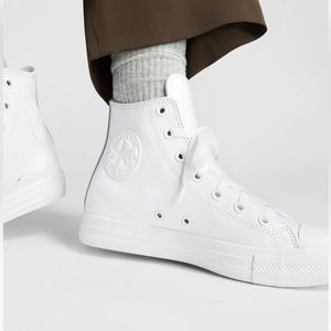 Leather High Top Converse - White